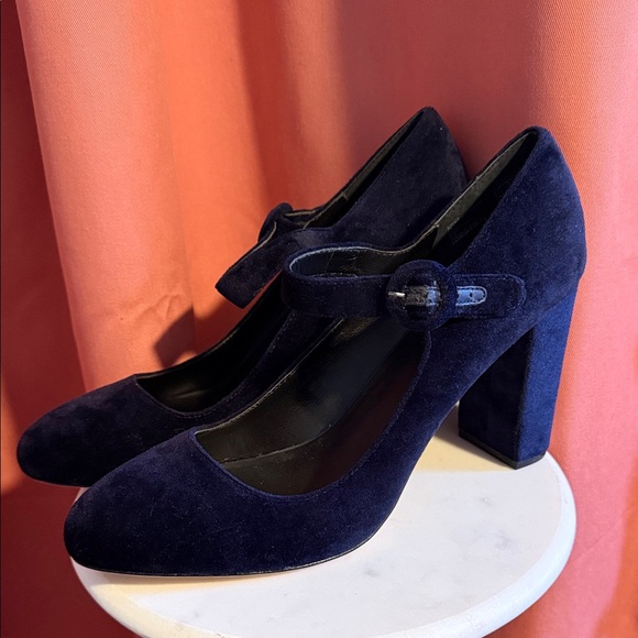 Lands' End Shoes - NWOT Lands' End Midnight Sapphire Velvet Block Heel Mary Janes Size 11